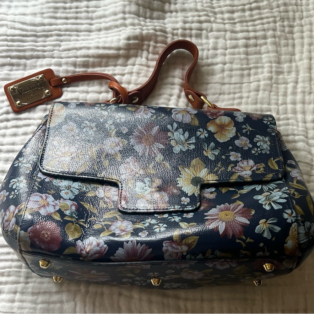 VALENTINA floral handbag genuine leather‎ Made in Italy